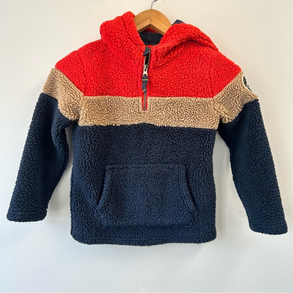 Fat Face Boys Size 6/7 Cozy Colorblock Fleece Hoodie